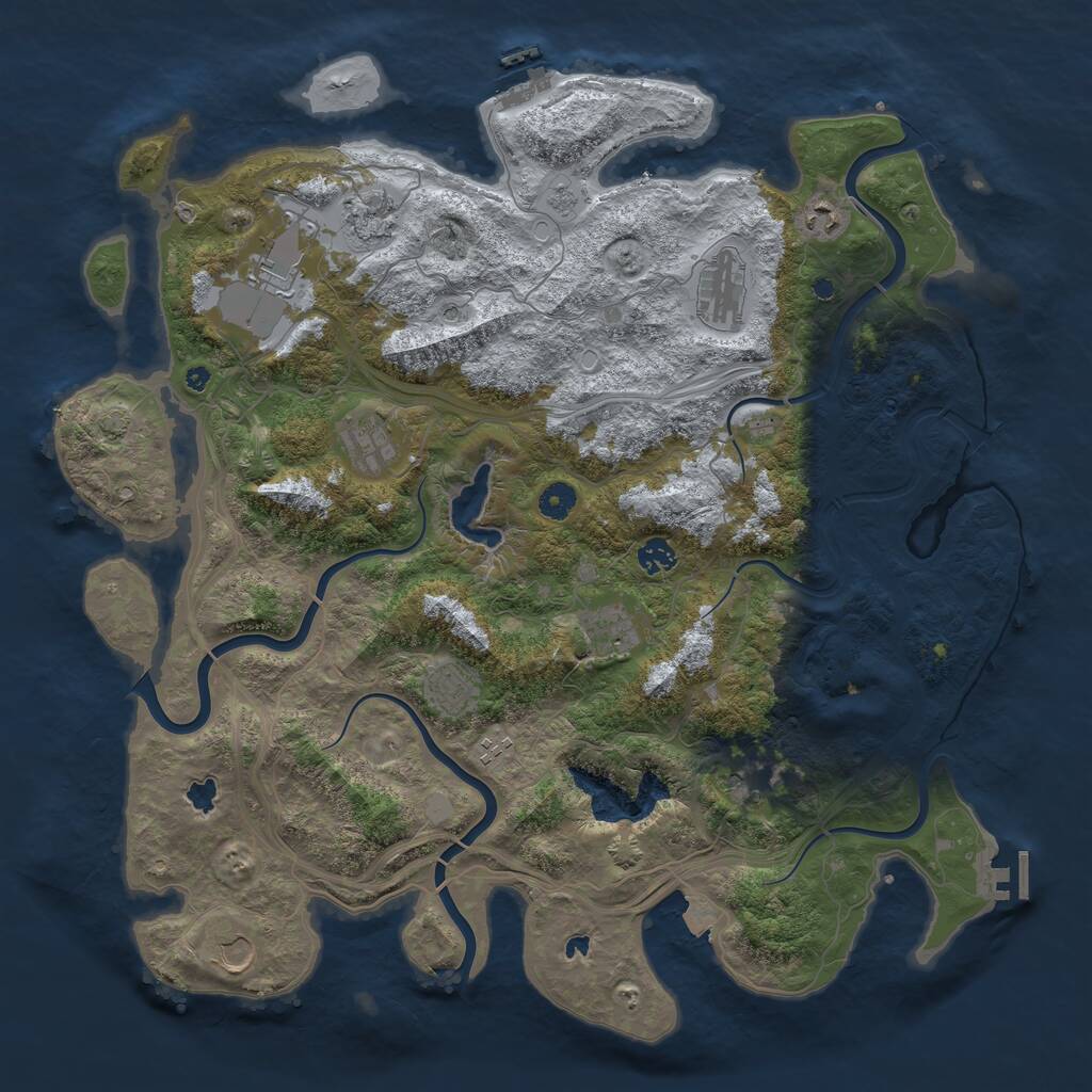 Rust Map: Procedural Map, Size: 4500, Seed: 1341415749, 17 Monuments