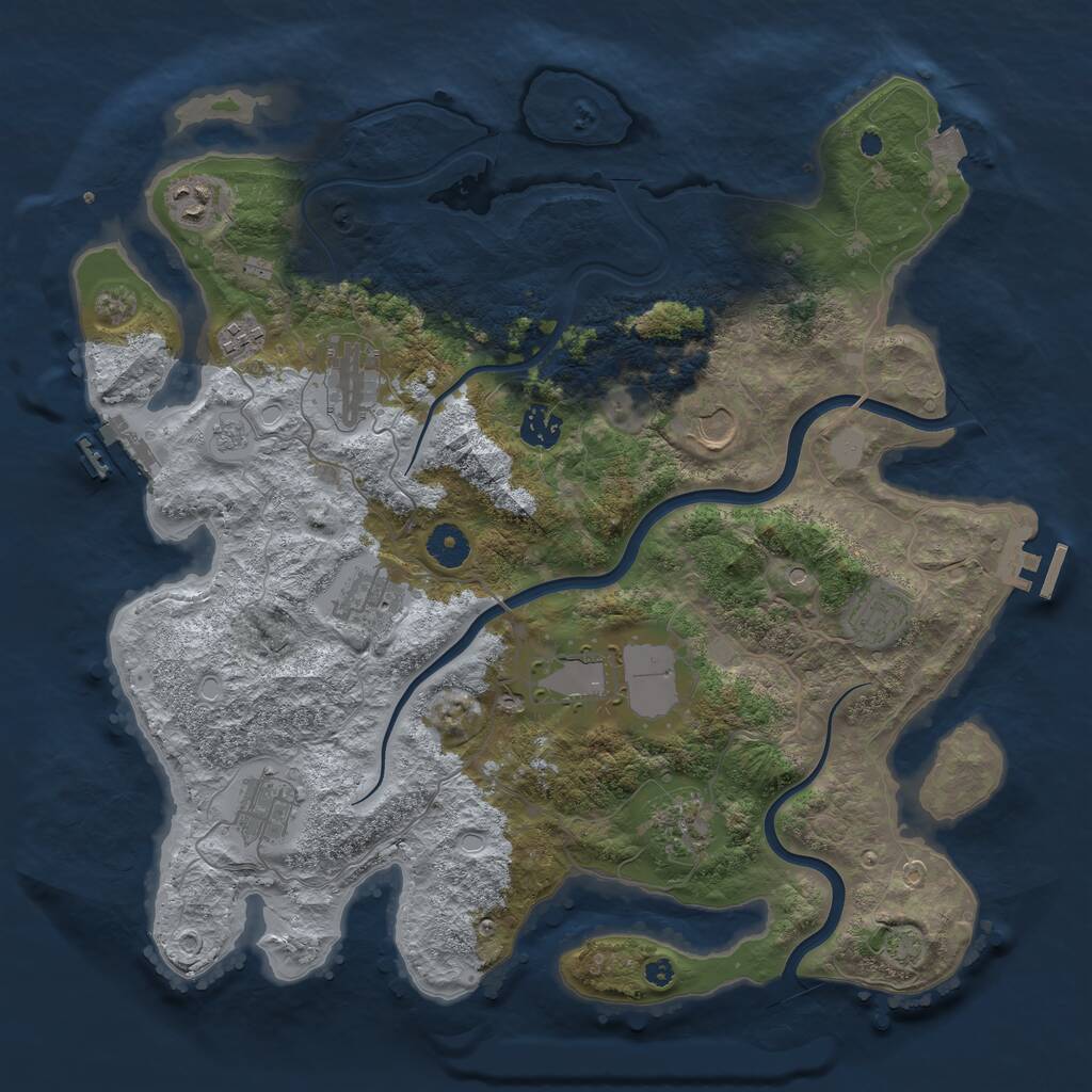 Rust Map: Procedural Map, Size: 3900, Seed: 1416291764, 16 Monuments