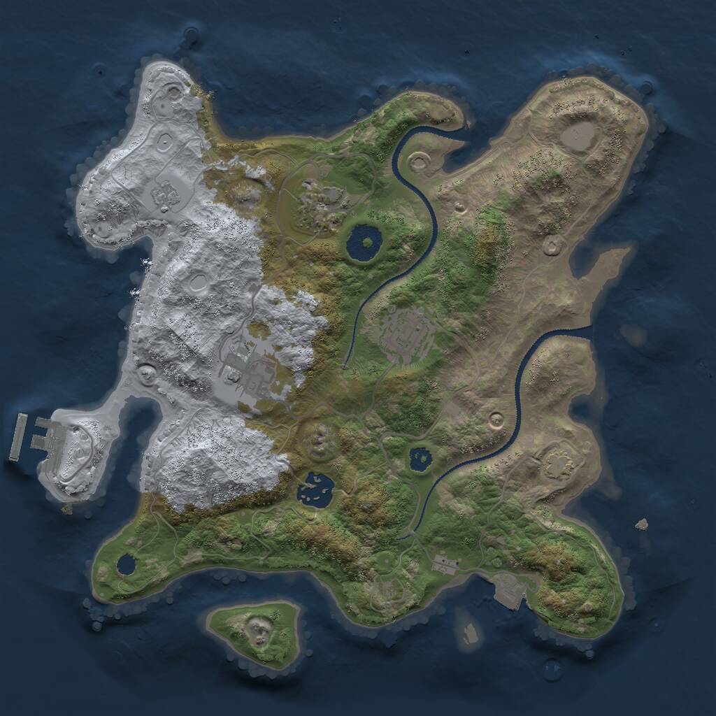 Rust Map: Procedural Map, Size: 3000, Seed: 58982, 8 Monuments
