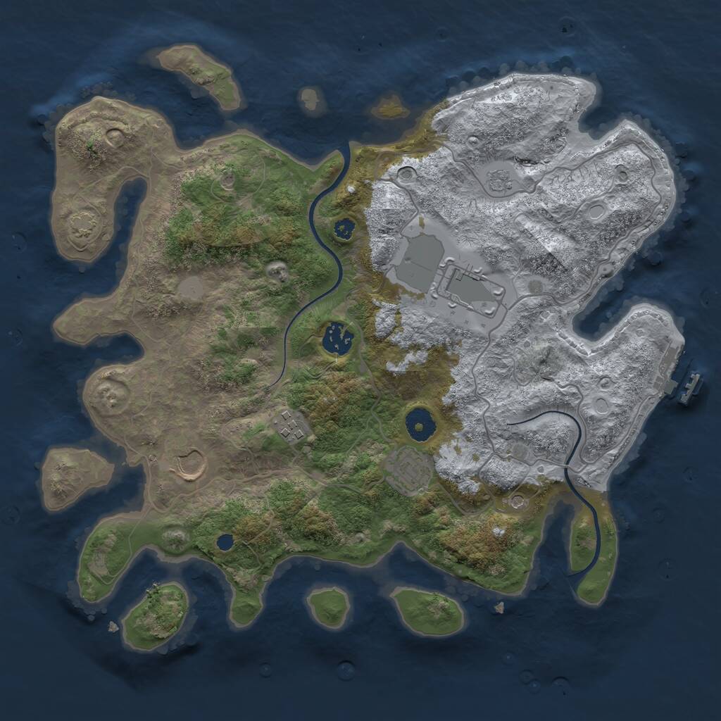 Rust Map: Procedural Map, Size: 3500, Seed: 1976762915, 10 Monuments