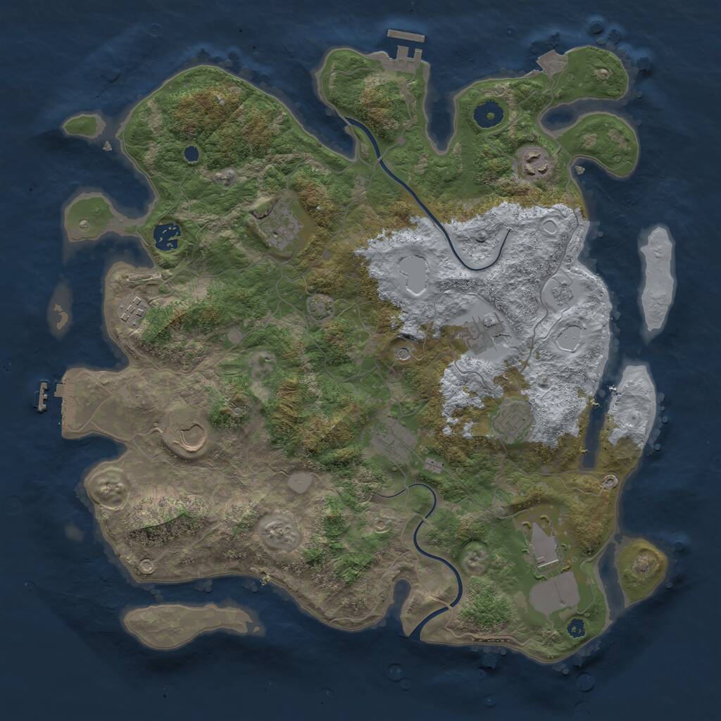 Rust Map: Procedural Map, Size: 3900, Seed: 88217103, 15 Monuments