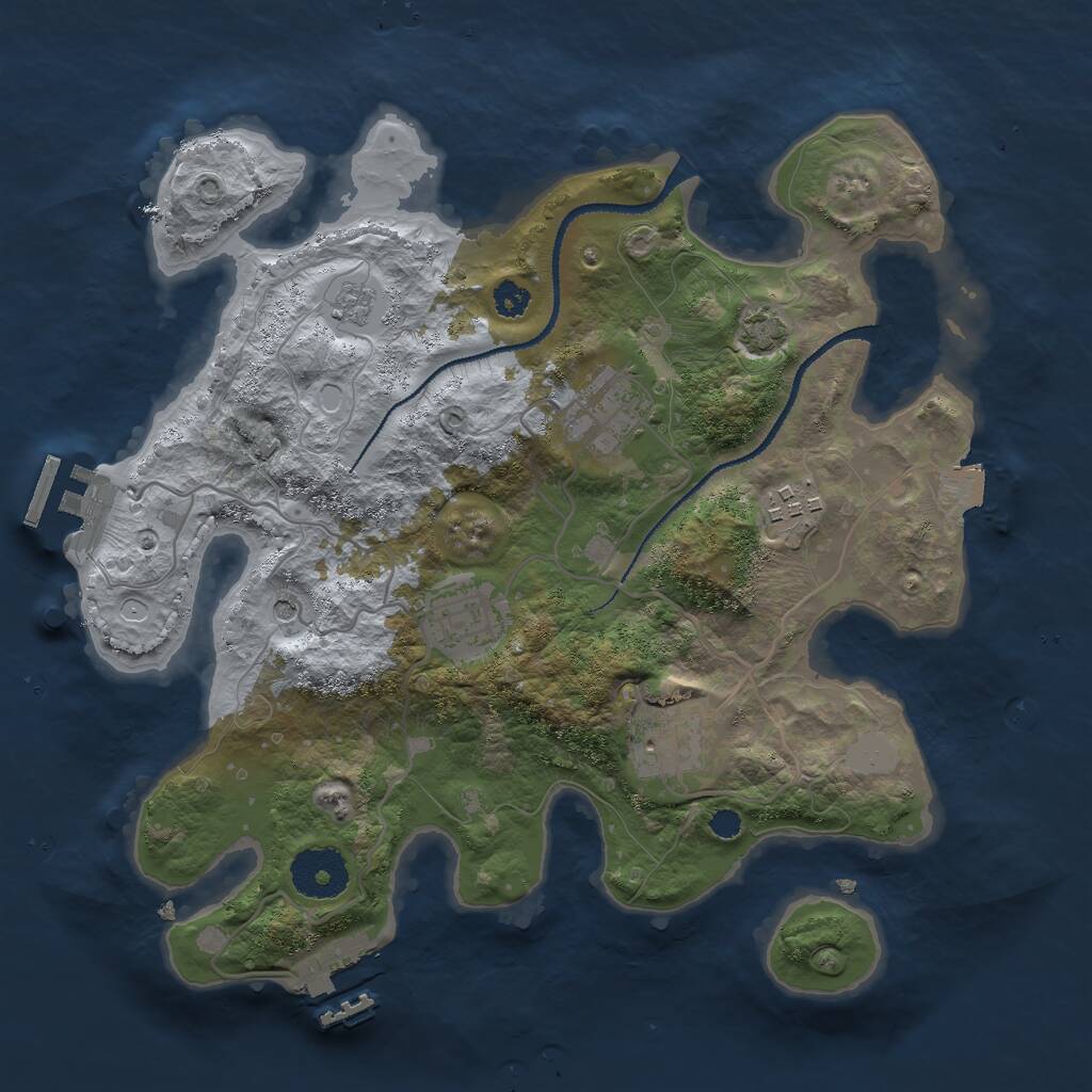 Rust Map: Procedural Map, Size: 3000, Seed: 1382751, 10 Monuments