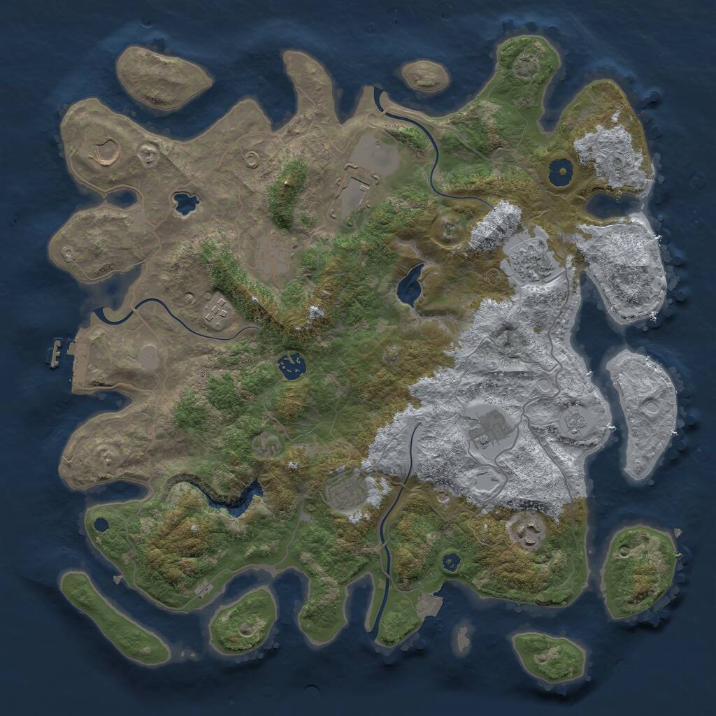 Rust Map: Procedural Map, Size: 4050, Seed: 1866710733, 14 Monuments
