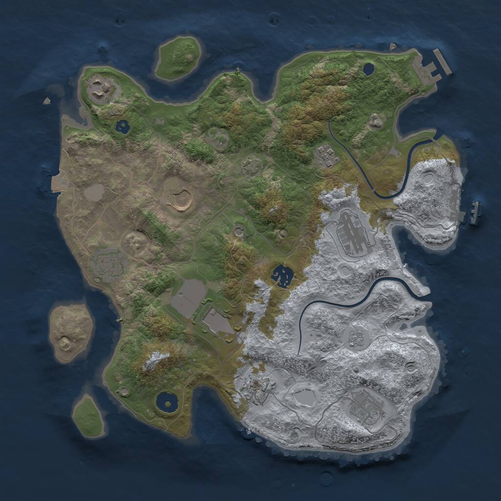 Rust Map: Procedural Map, Size: 3500, Seed: 1039728172, 15 Monuments