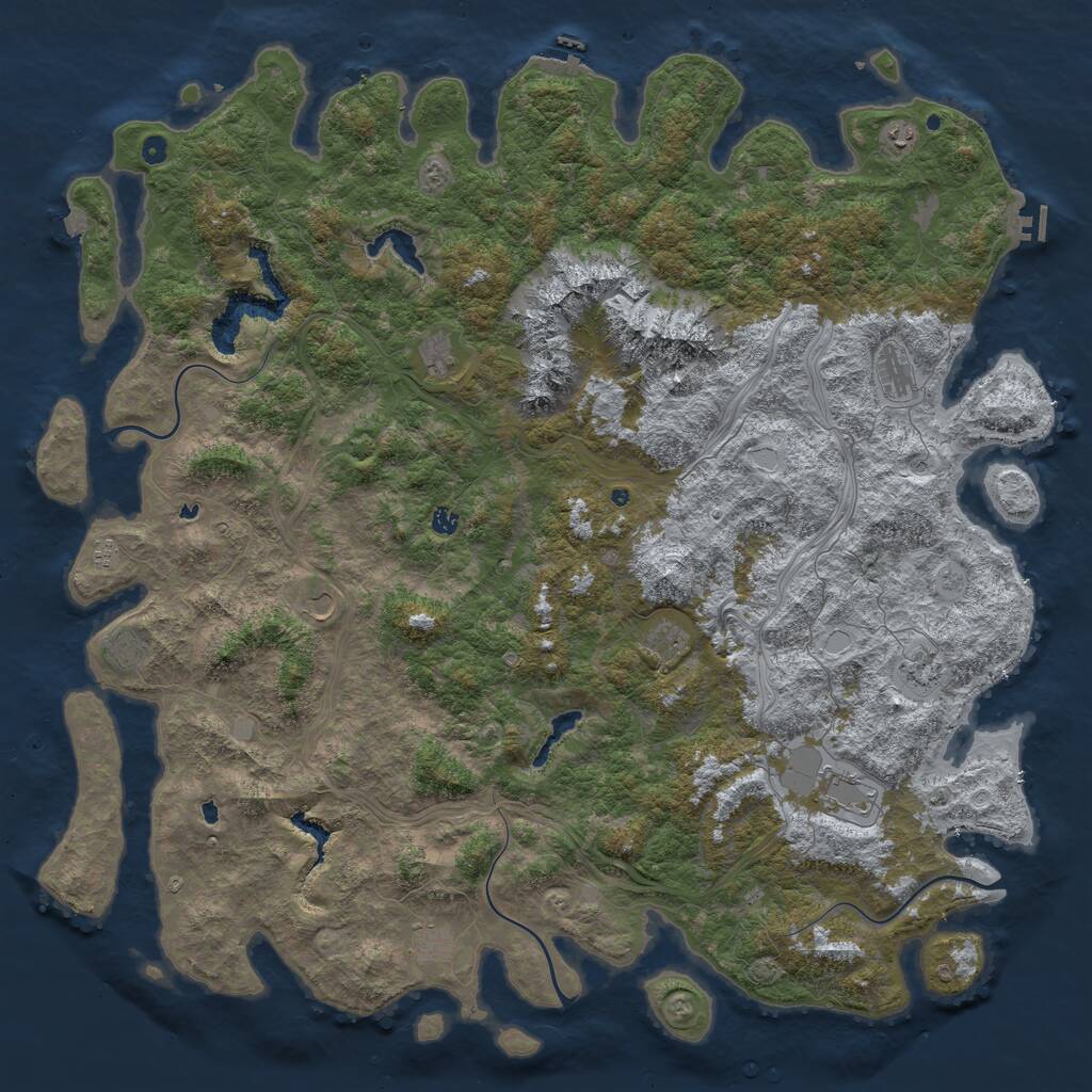 Rust Map: Procedural Map, Size: 6000, Seed: 1145142525, 17 Monuments