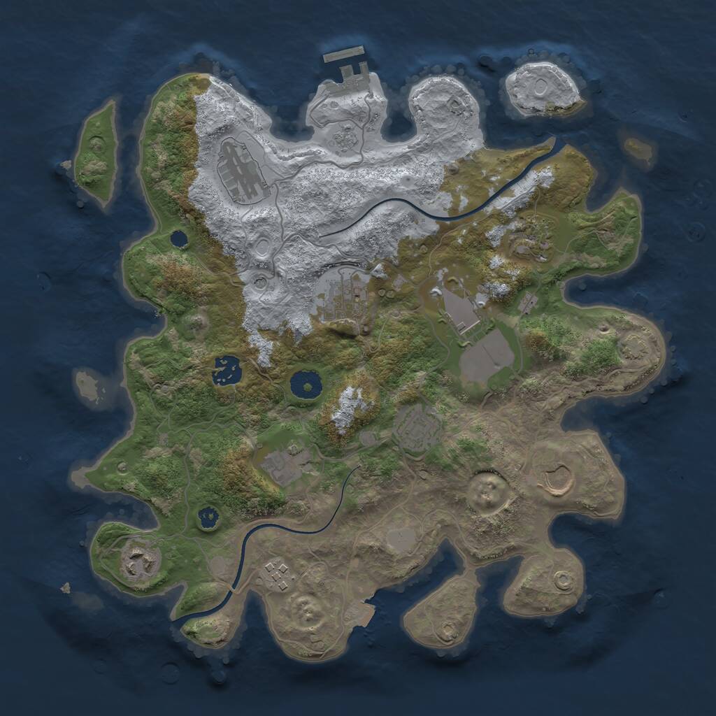 Rust Map: Procedural Map, Size: 3500, Seed: 1030326797, 15 Monuments