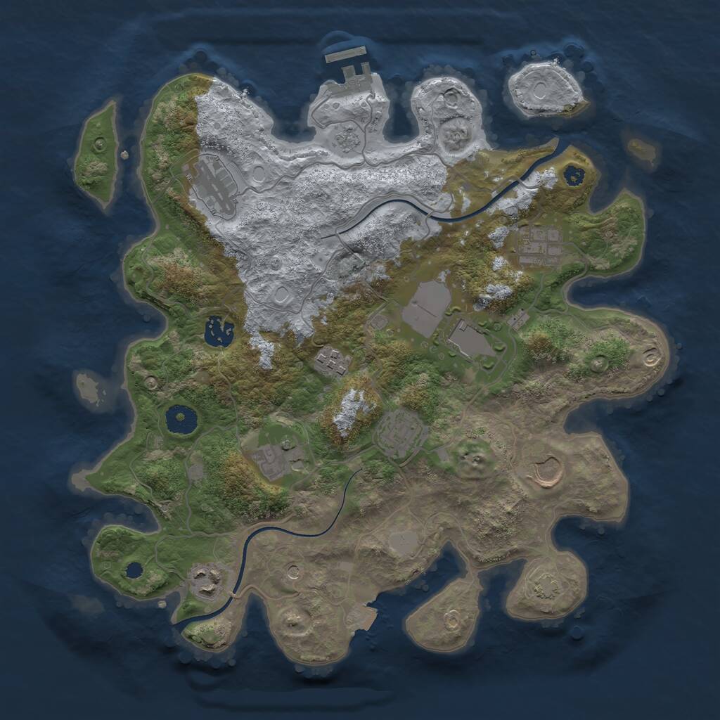Rust Map: Procedural Map, Size: 3500, Seed: 1030326797, 14 Monuments