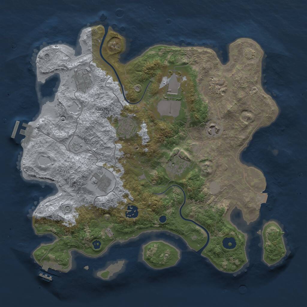 Rust Map: Procedural Map, Size: 3500, Seed: 1332547274, 14 Monuments