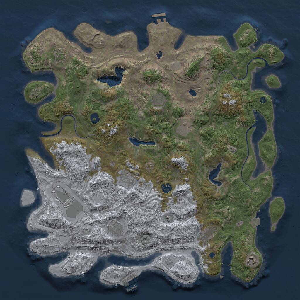Rust Map: Procedural Map, Size: 4500, Seed: 5153, 16 Monuments