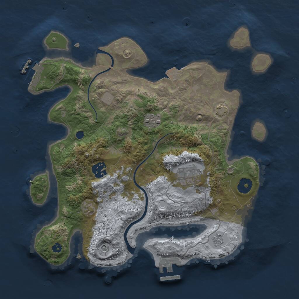 Rust Map: Procedural Map, Size: 3000, Seed: 354767, 9 Monuments