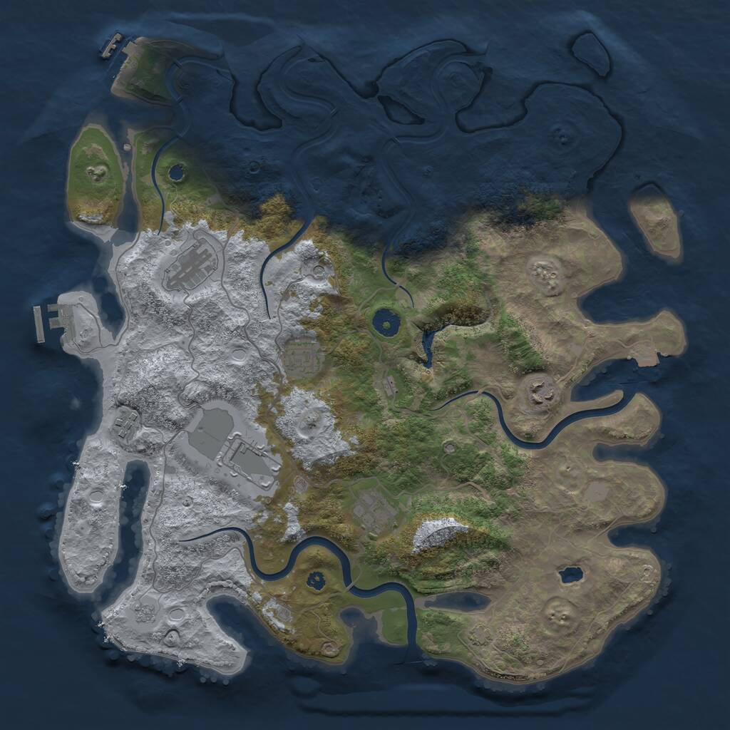 Rust Map: Procedural Map, Size: 4000, Seed: 1422372131, 12 Monuments