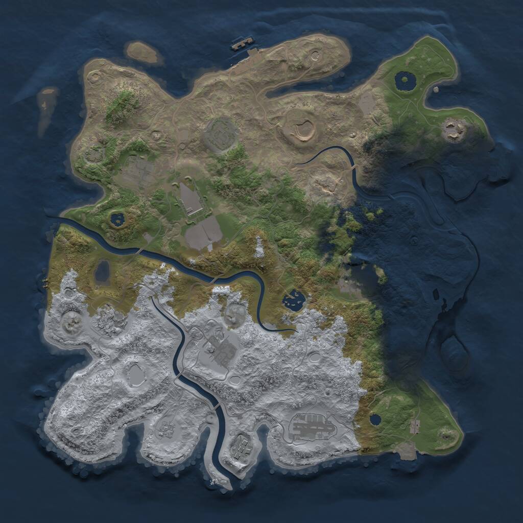 Rust Map: Procedural Map, Size: 3750, Seed: 15315151, 17 Monuments