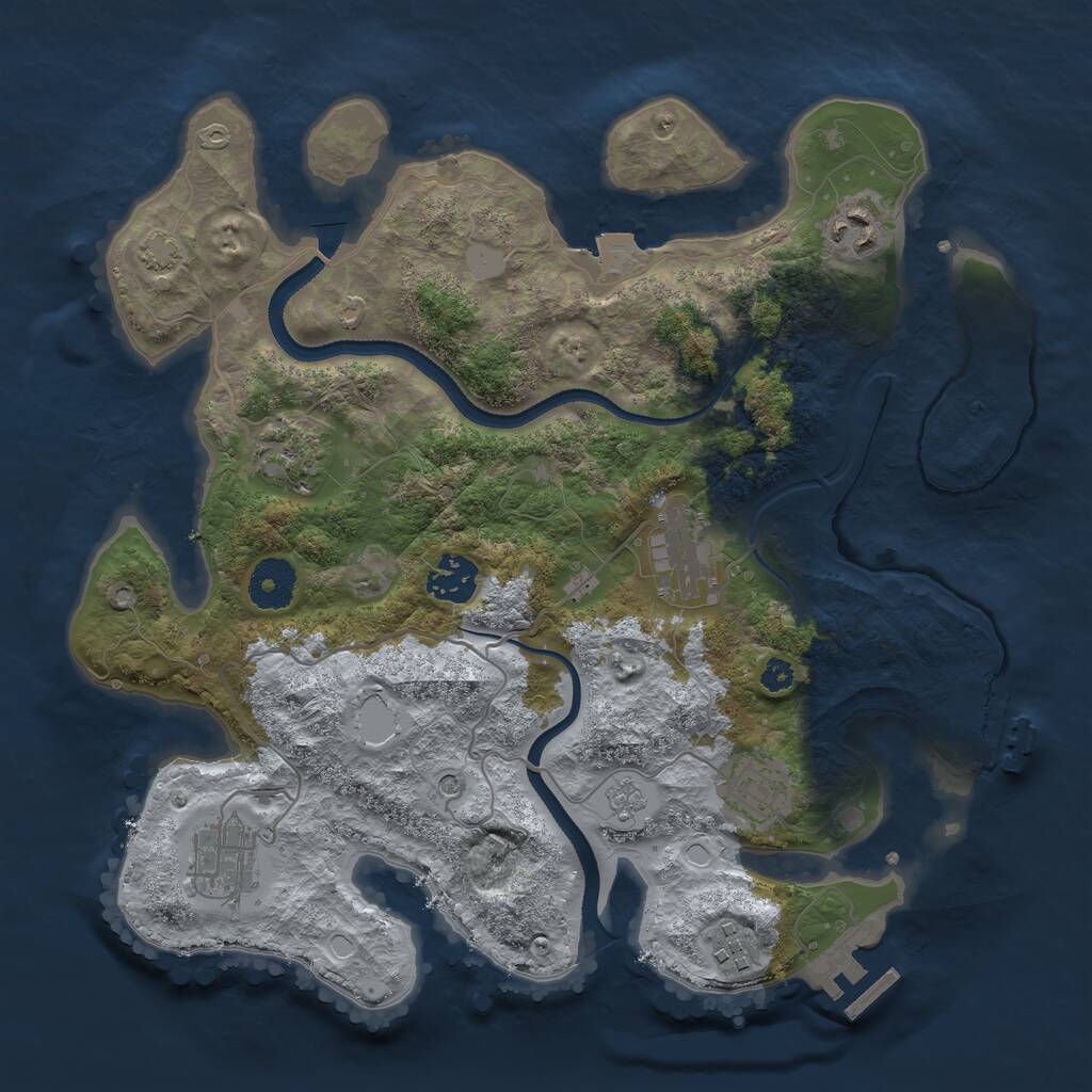 Rust Map: Procedural Map, Size: 3325, Seed: 32037, 13 Monuments