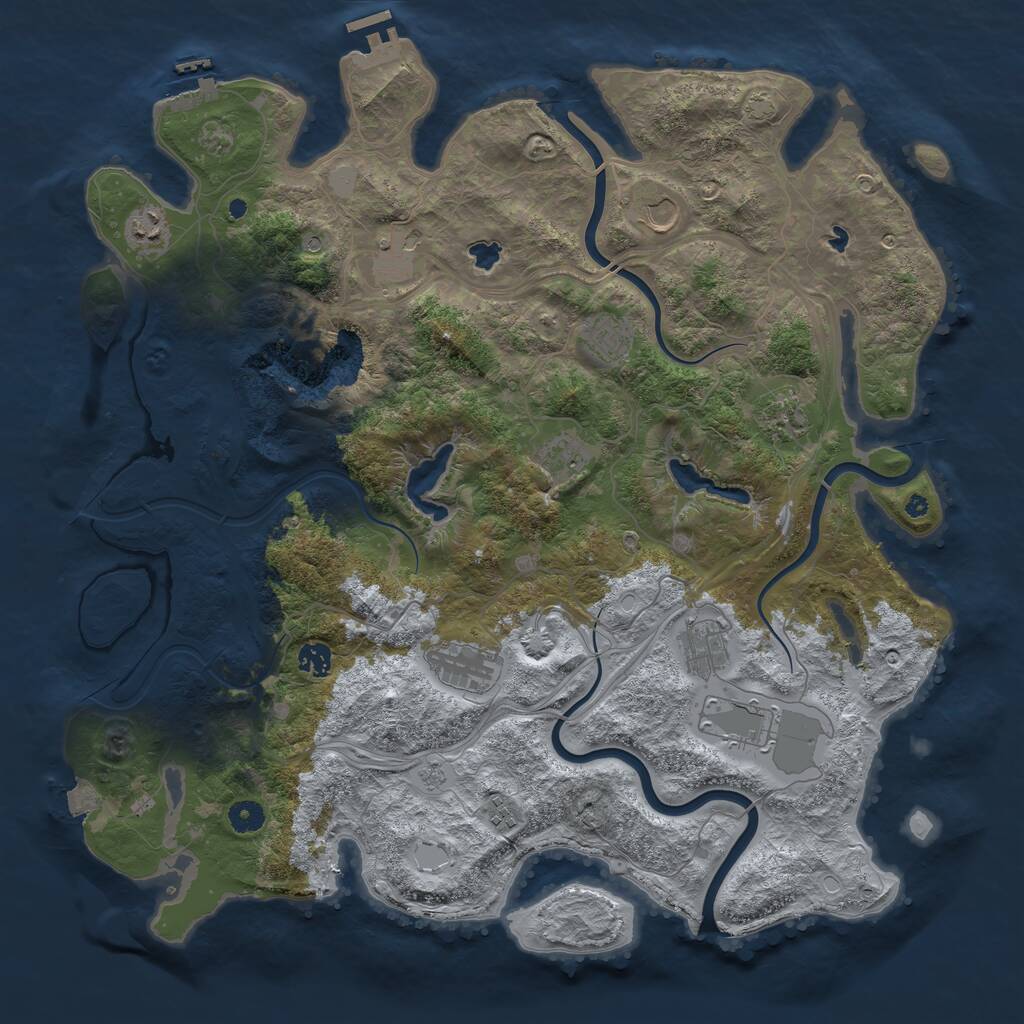 Rust Map: Procedural Map, Size: 4500, Seed: 1677879598, 17 Monuments