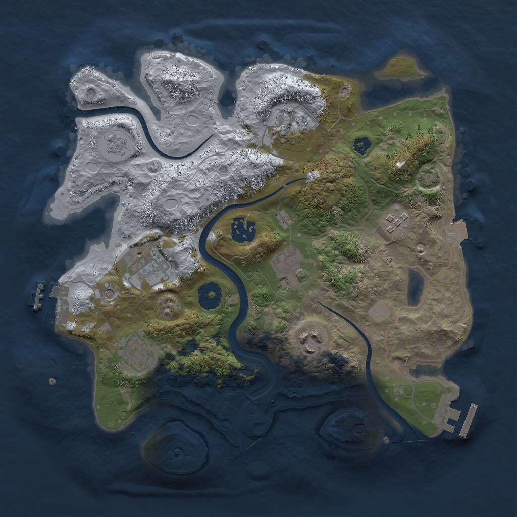 Rust Map: Procedural Map, Size: 3000, Seed: 1121236234, 13 Monuments