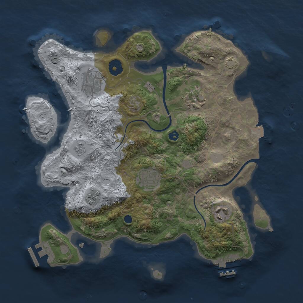 Rust Map: Procedural Map, Size: 3000, Seed: 1829216225, 10 Monuments