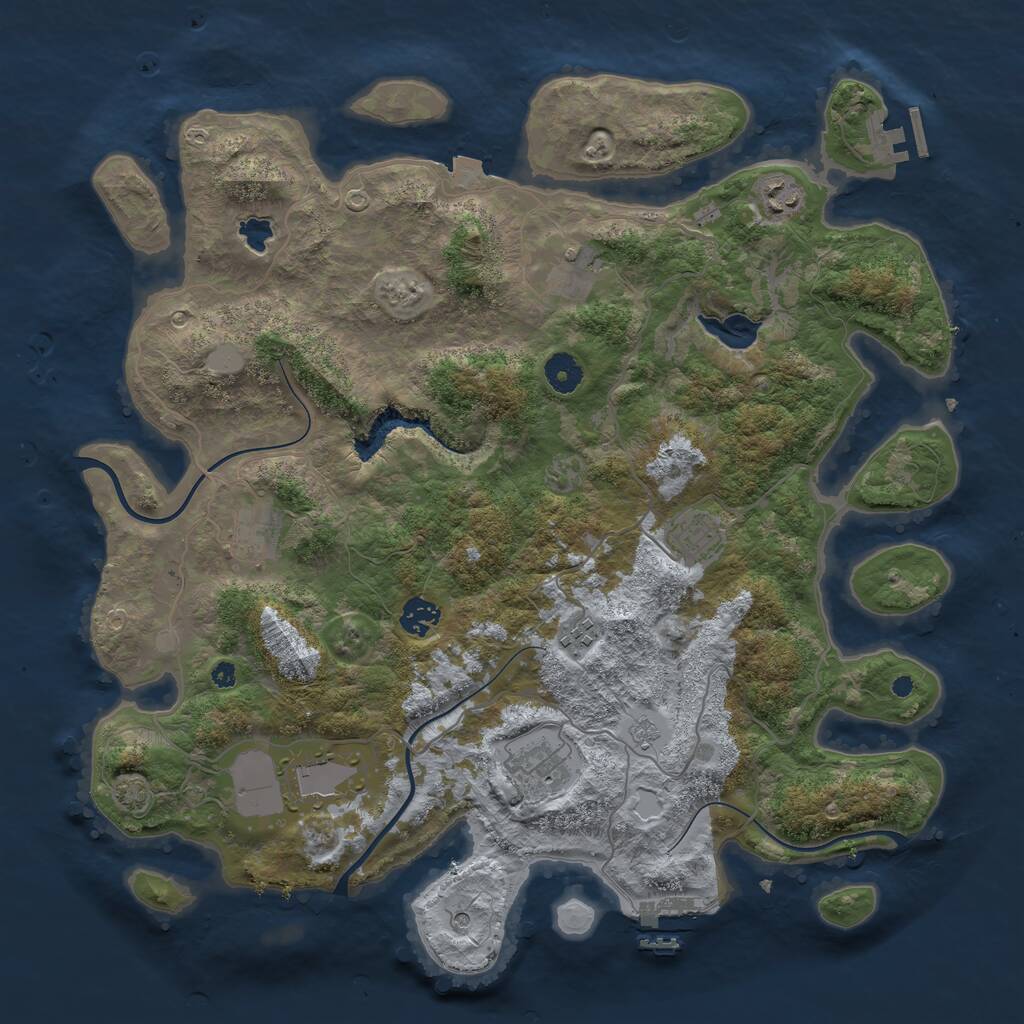 Rust Map: Procedural Map, Size: 4050, Seed: 1289153194, 14 Monuments