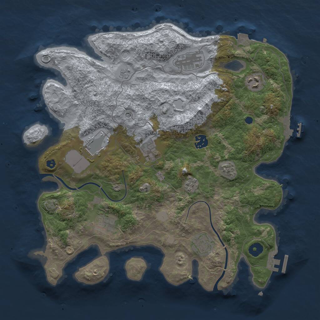 Rust Map: Procedural Map, Size: 3500, Seed: 51245, 14 Monuments