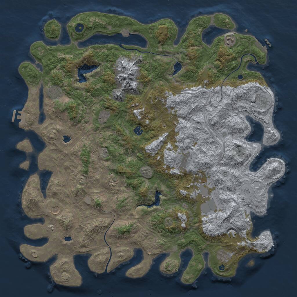 Rust Map: Procedural Map, Size: 5000, Seed: 1846223073, 17 Monuments