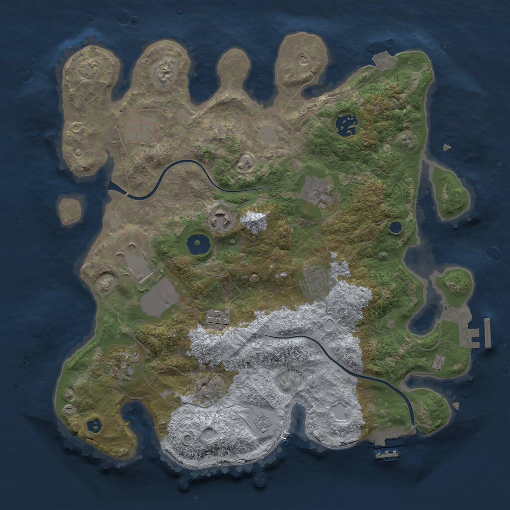 Rust Map: Procedural Map, Size: 3500, Seed: 369752941, 14 Monuments