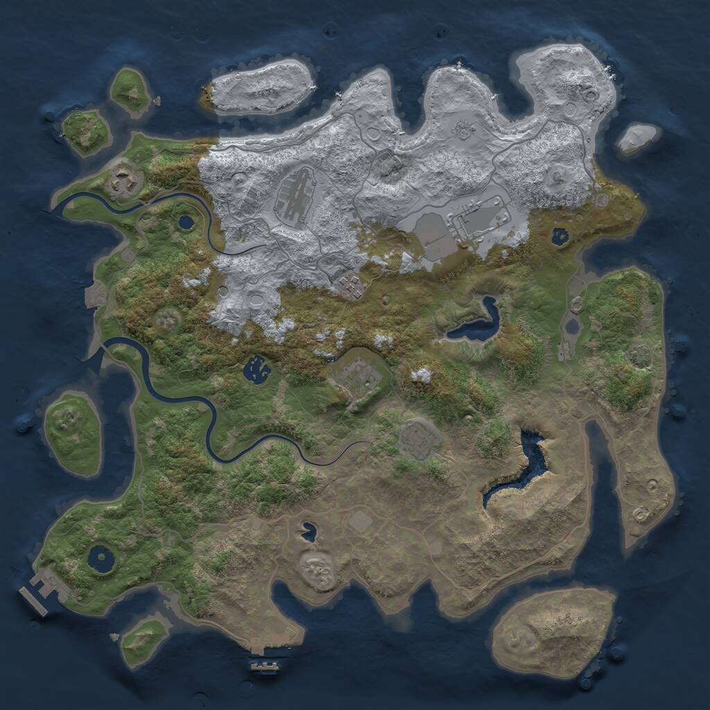 Rust Map: Procedural Map, Size: 4000, Seed: 1369725296, 13 Monuments