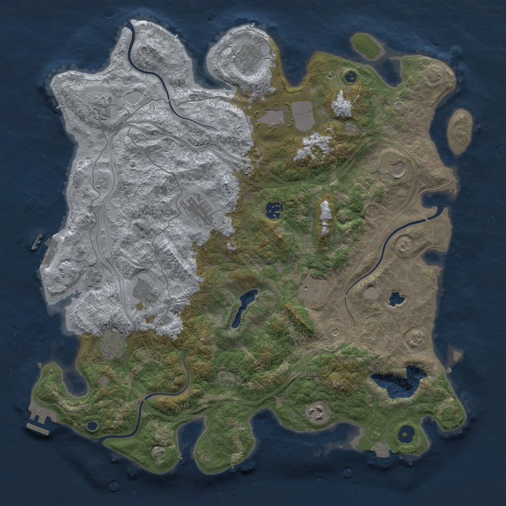 Rust Map: Procedural Map, Size: 4400, Seed: 227587208, 17 Monuments