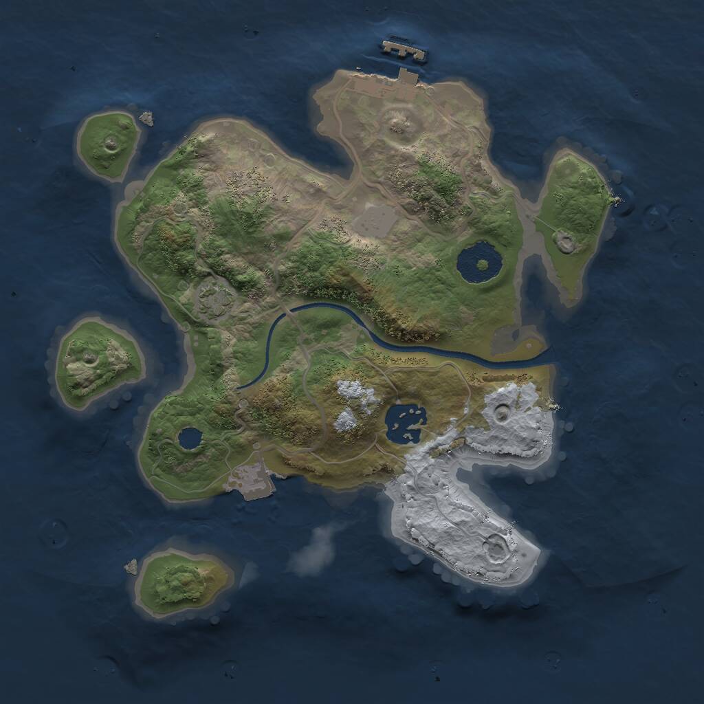 Rust Map: Procedural Map, Size: 2500, Seed: 800612591, 4 Monuments