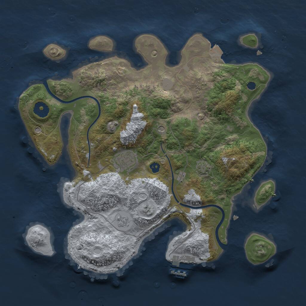 Rust Map: Procedural Map, Size: 3000, Seed: 1321, 6 Monuments