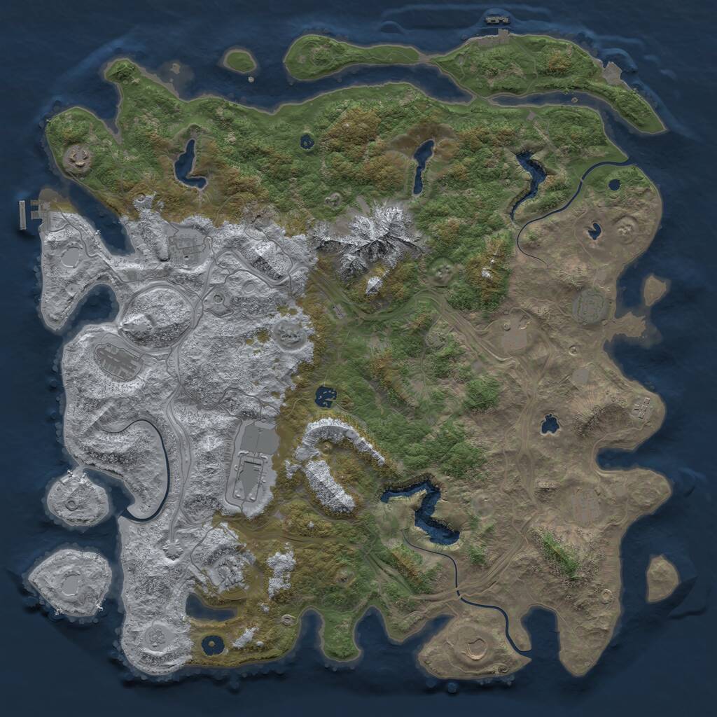 Rust Map: Procedural Map, Size: 5000, Seed: 606499386, 17 Monuments