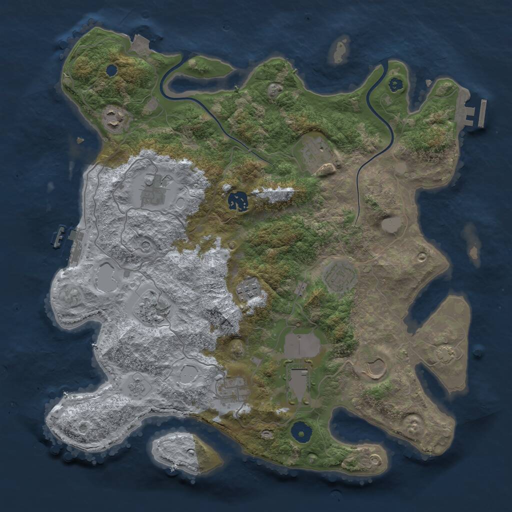 Rust Map: Procedural Map, Size: 3700, Seed: 372609659, 16 Monuments