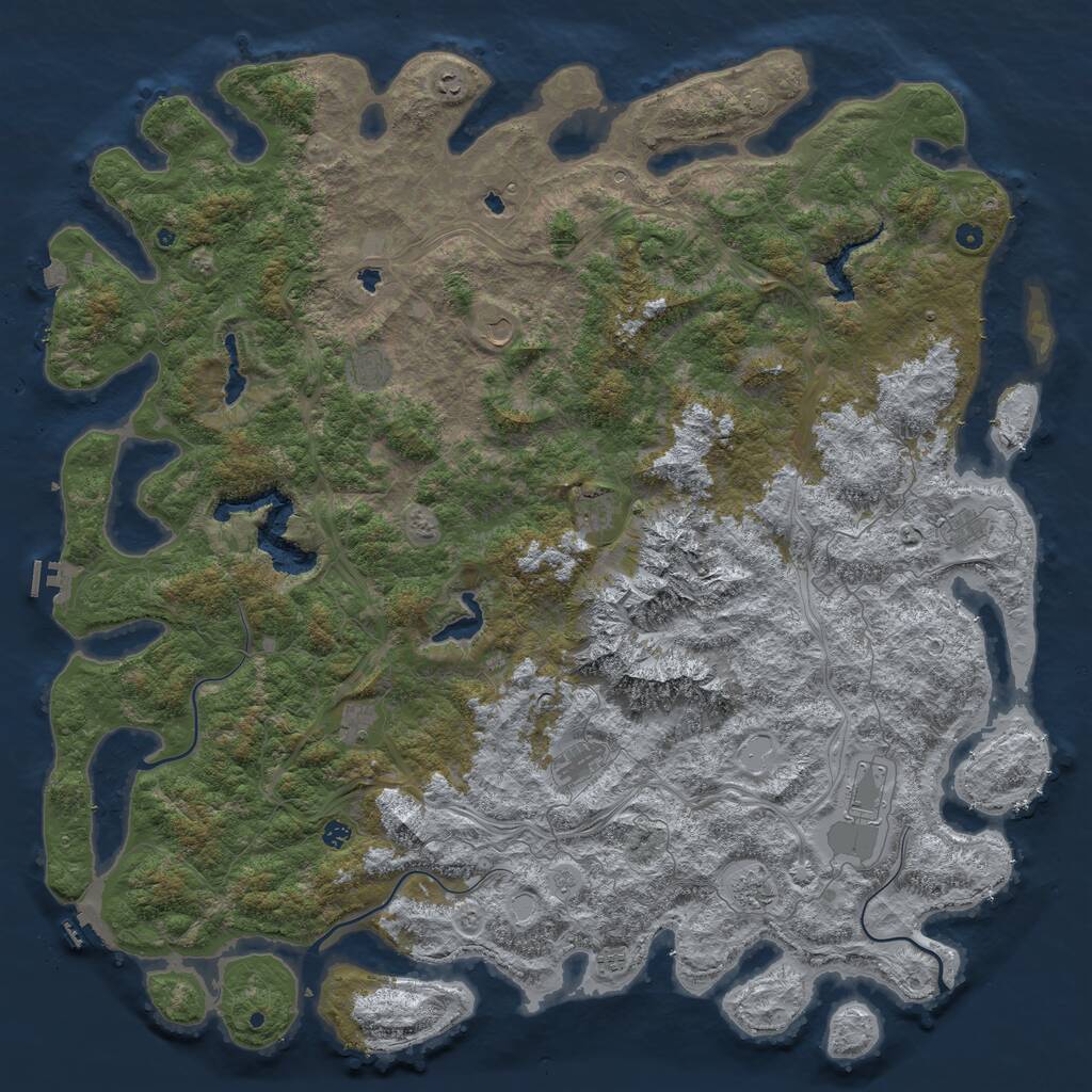 Rust Map: Procedural Map, Size: 6000, Seed: 1432613, 17 Monuments
