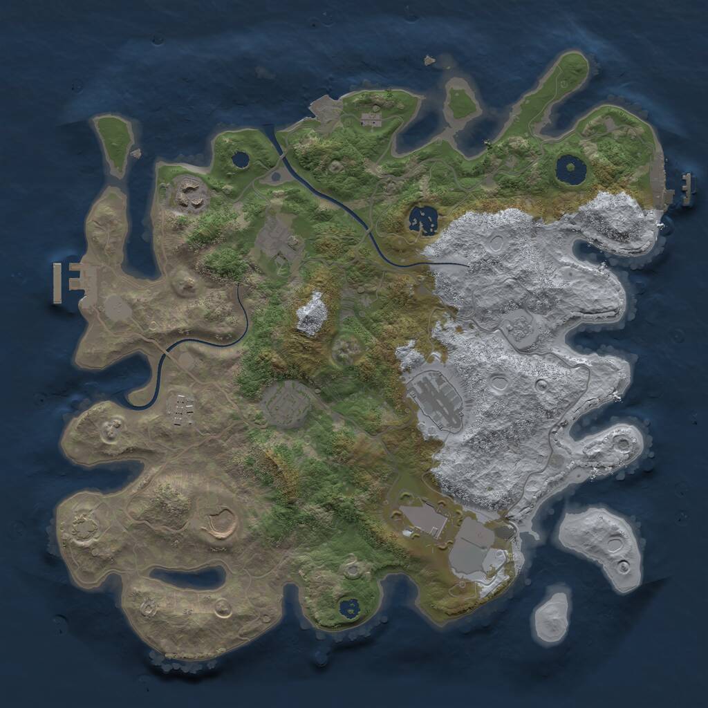 Rust Map: Procedural Map, Size: 3500, Seed: 1773822501, 13 Monuments
