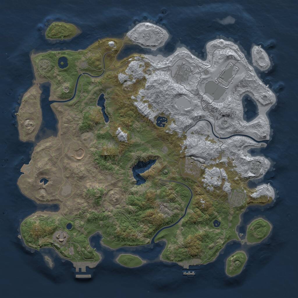 Rust Map: Procedural Map, Size: 4005, Seed: 1234567890, 14 Monuments