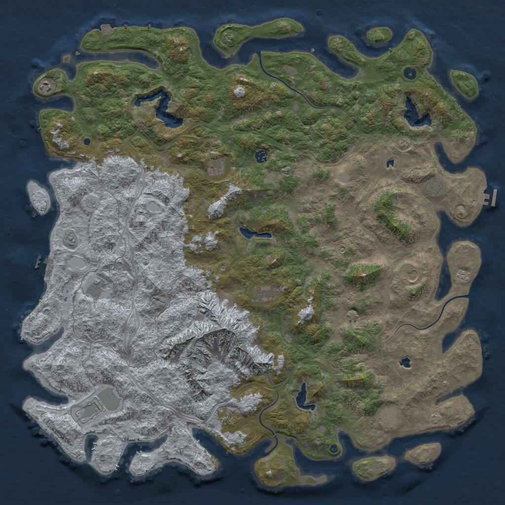 Rust Map: Procedural Map, Size: 6000, Seed: 97464325, 17 Monuments