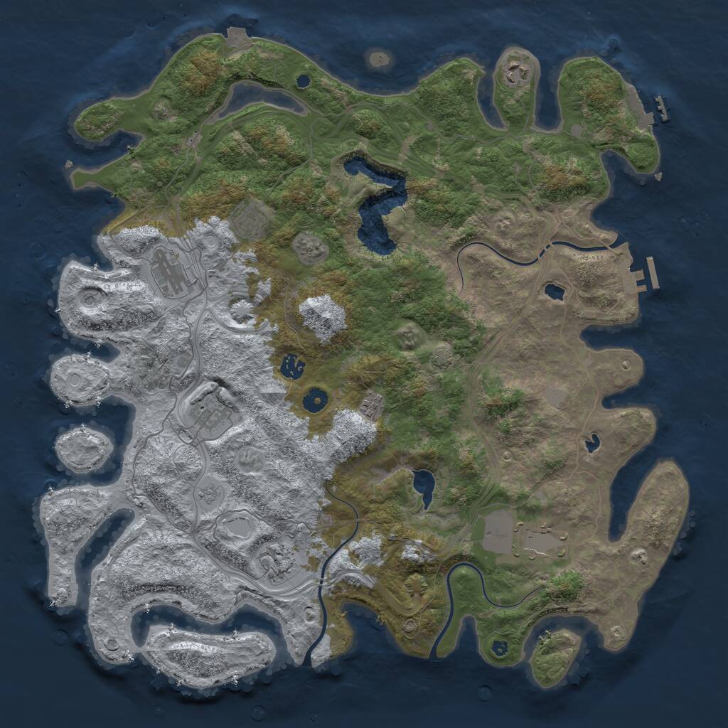 Rust Map: Procedural Map, Size: 4500, Seed: 2145751, 14 Monuments