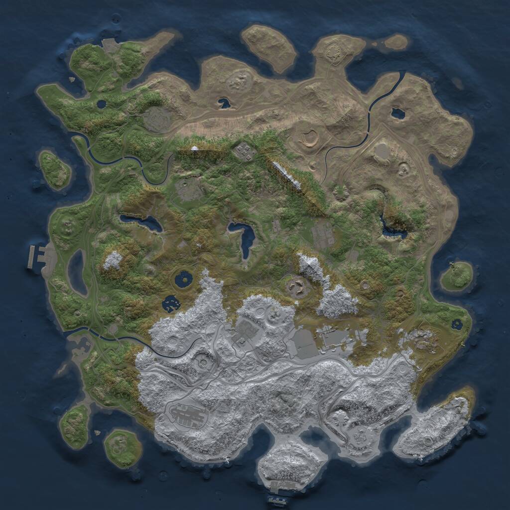 Rust Map: Procedural Map, Size: 4500, Seed: 1007452713, 17 Monuments