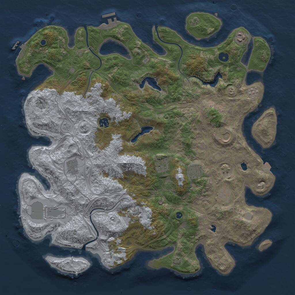 Rust Map: Procedural Map, Size: 4500, Seed: 9145061, 16 Monuments