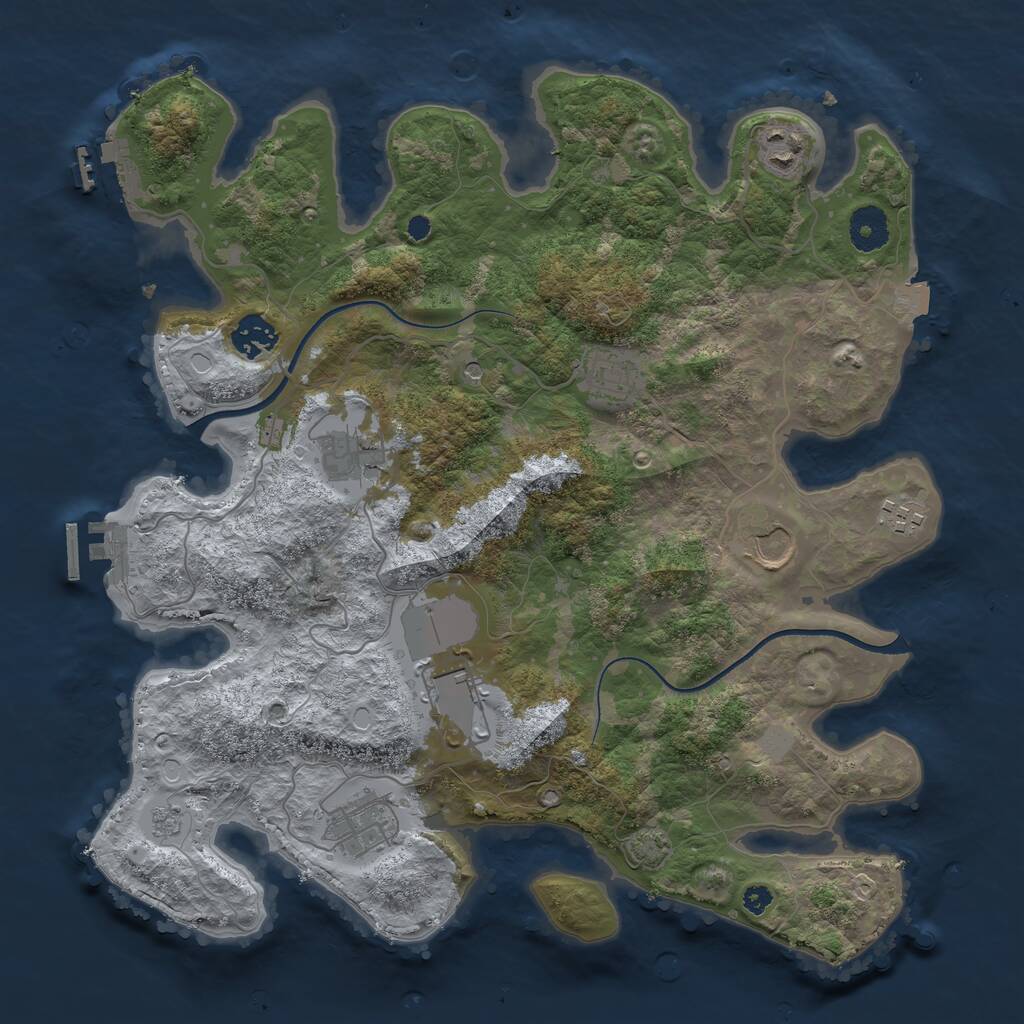 Rust Map: Procedural Map, Size: 3600, Seed: 1849741915, 14 Monuments