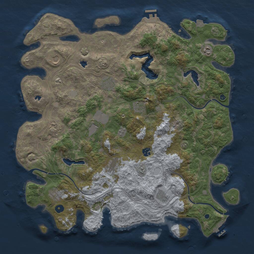 Rust Map: Procedural Map, Size: 4500, Seed: 402197530, 17 Monuments