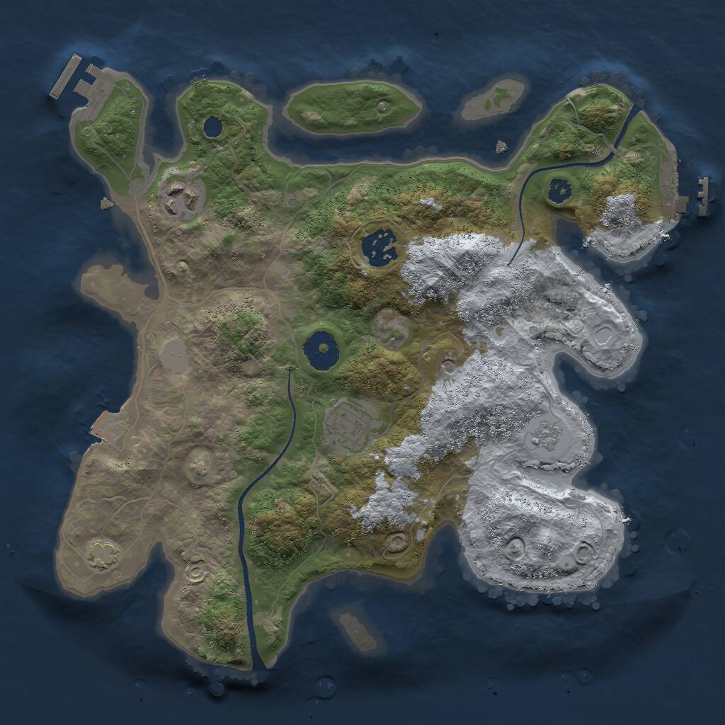 Rust Map: Procedural Map, Size: 3000, Seed: 1203244665, 9 Monuments
