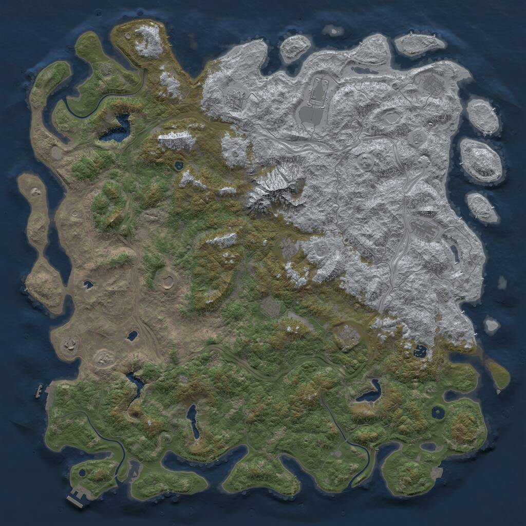 Rust Map: Procedural Map, Size: 6000, Seed: 1029604668, 17 Monuments