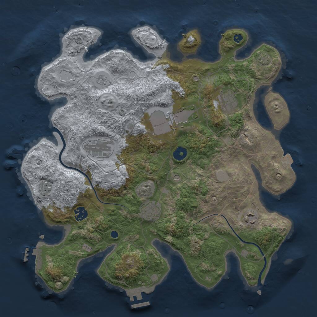 Rust Map: Procedural Map, Size: 3500, Seed: 338082059, 13 Monuments