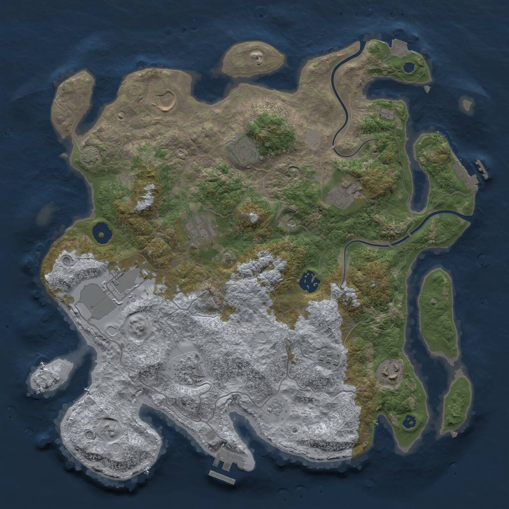 Rust Map: Procedural Map, Size: 3800, Seed: 1720809054, 15 Monuments