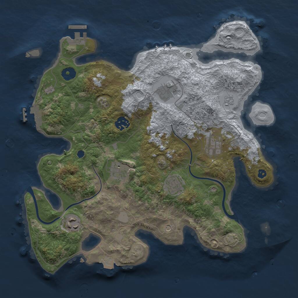 Rust Map: Procedural Map, Size: 3300, Seed: 2374226, 12 Monuments