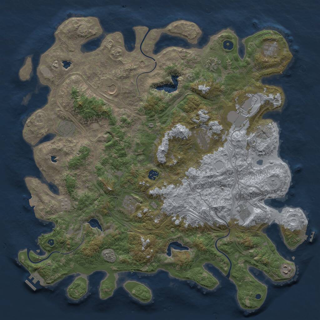 Rust Map: Procedural Map, Size: 4800, Seed: 194128973, 17 Monuments