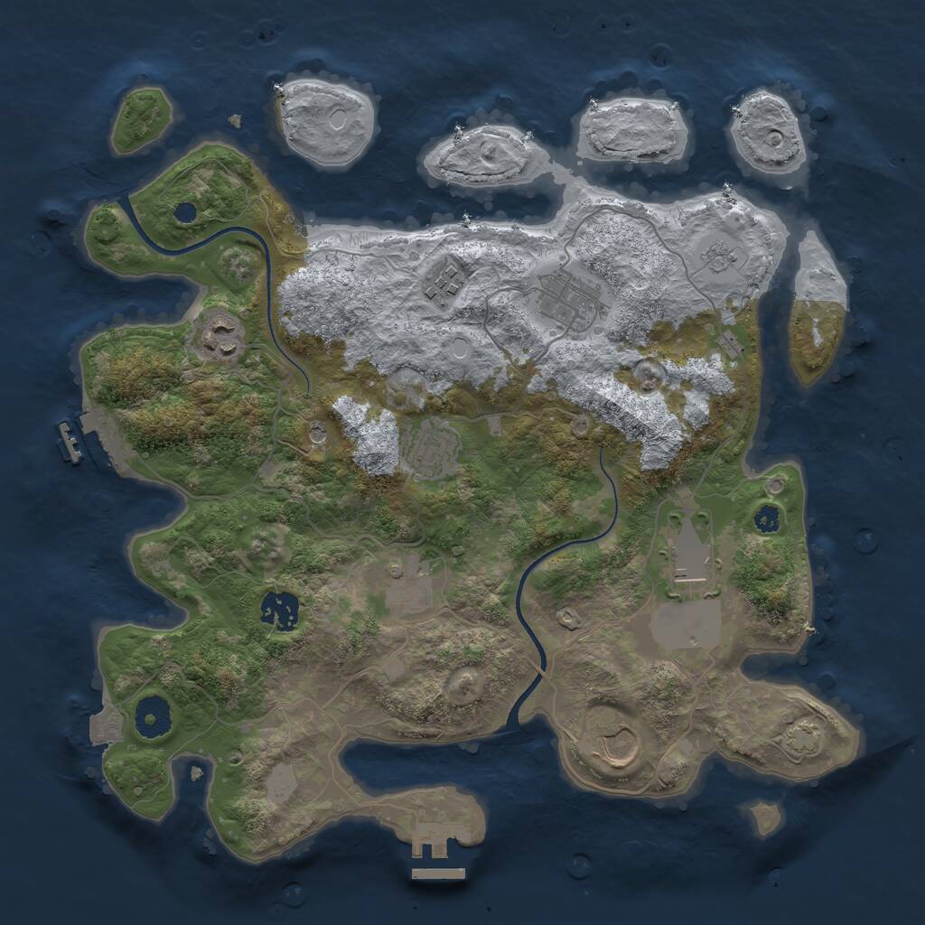 Rust Map: Procedural Map, Size: 3500, Seed: 1562495030, 14 Monuments