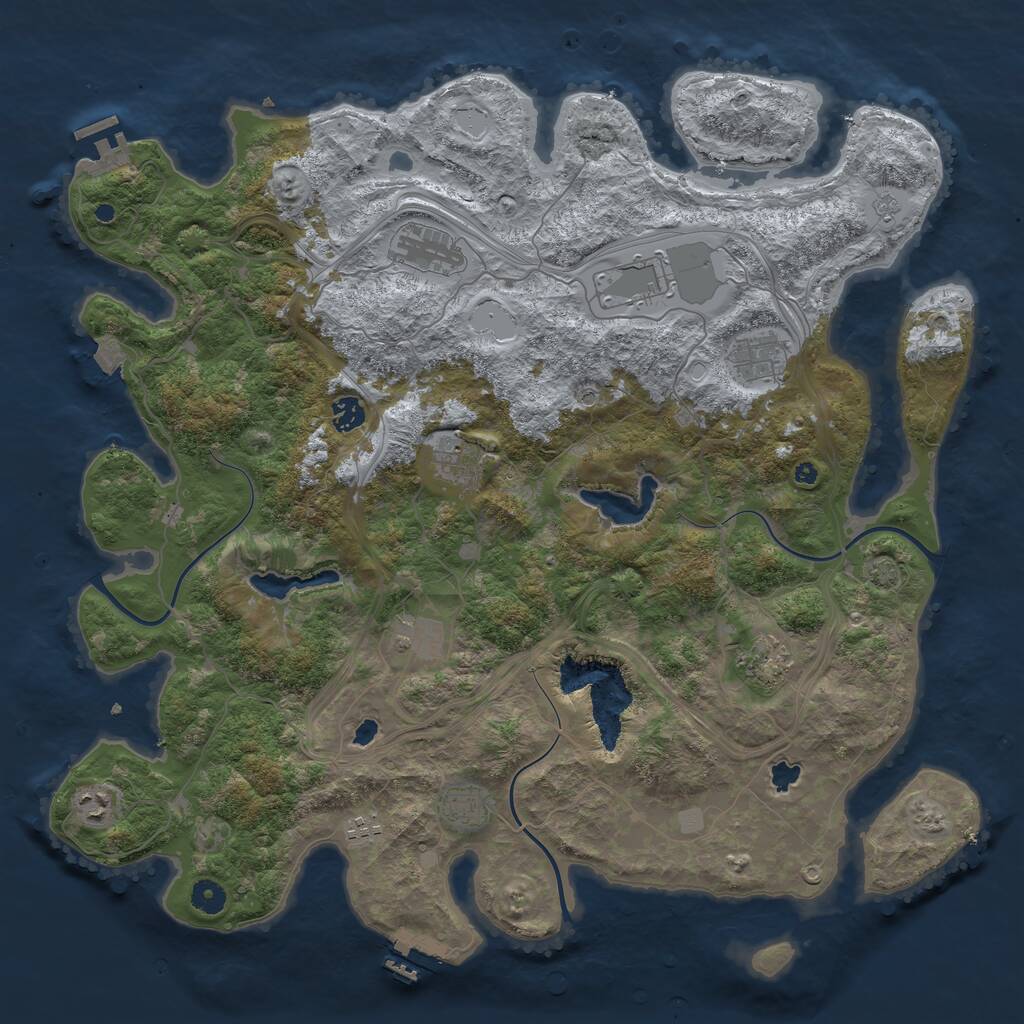 Rust Map: Procedural Map, Size: 4500, Seed: 2031516930, 16 Monuments