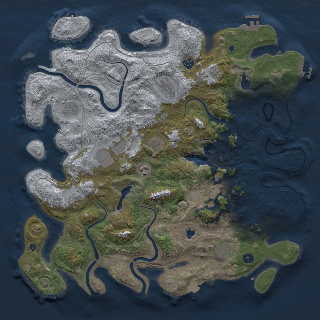 Rust Map: Procedural Map, Size: 4500, Seed: 71370349, 16 Monuments