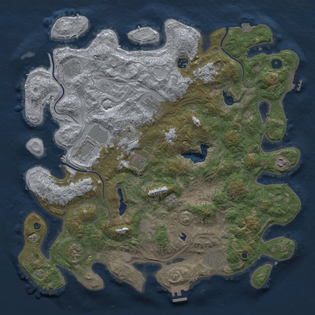 Rust Map: Procedural Map, Size: 4500, Seed: 71370349, 16 Monuments