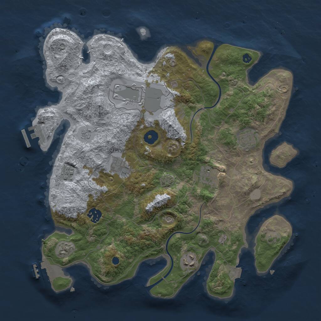 Rust Map: Procedural Map, Size: 3500, Seed: 506002, 13 Monuments
